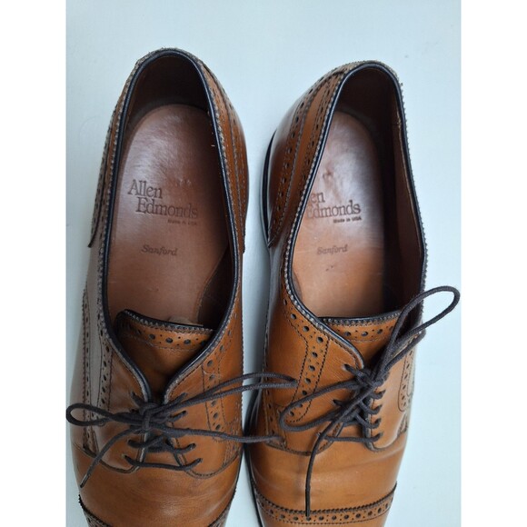 Allen Edmonds Sanford Cap Toe Oxford Brogue Dress Shoes Brown Leather Size 10D